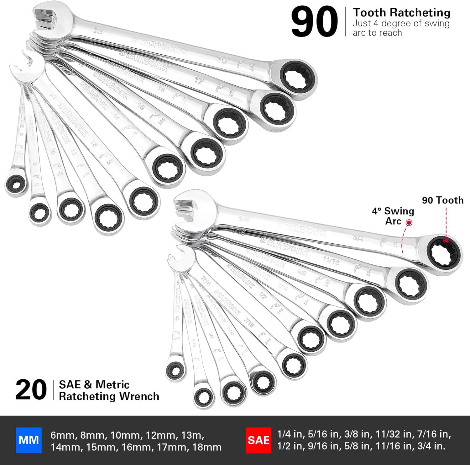 STARWORK TRUE MECHANIC 303-Piece Mechanics Tool Set and Socket Set, Professional, SAE/Metric