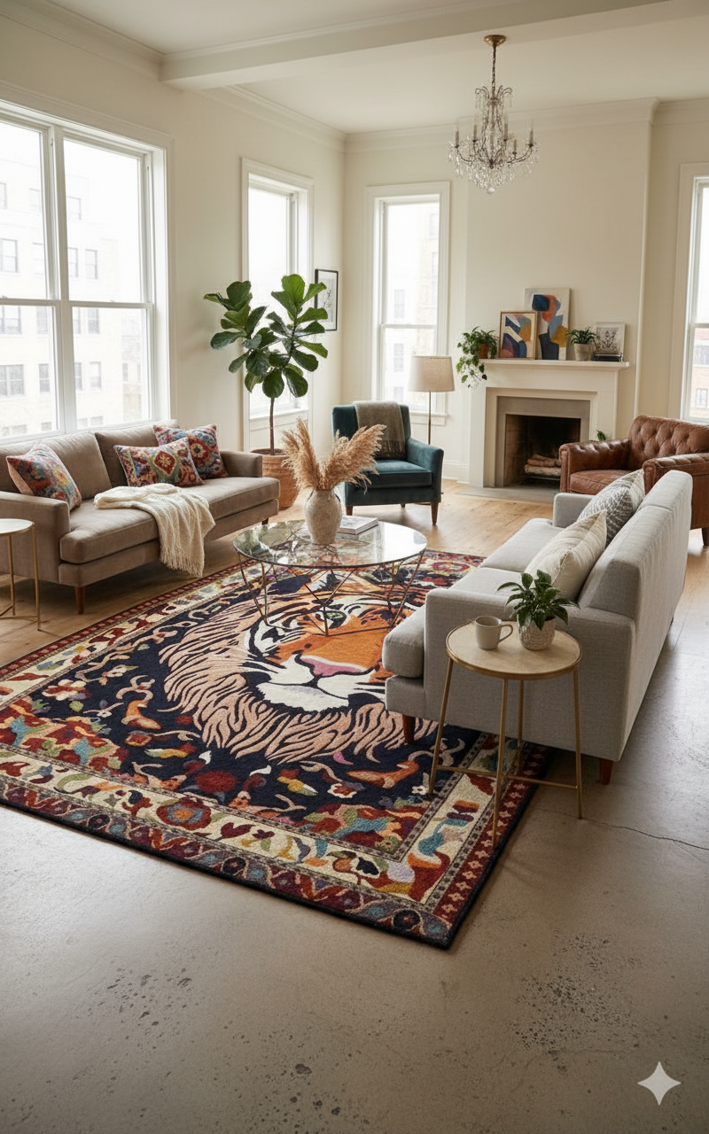 Tiger Head Area Rug