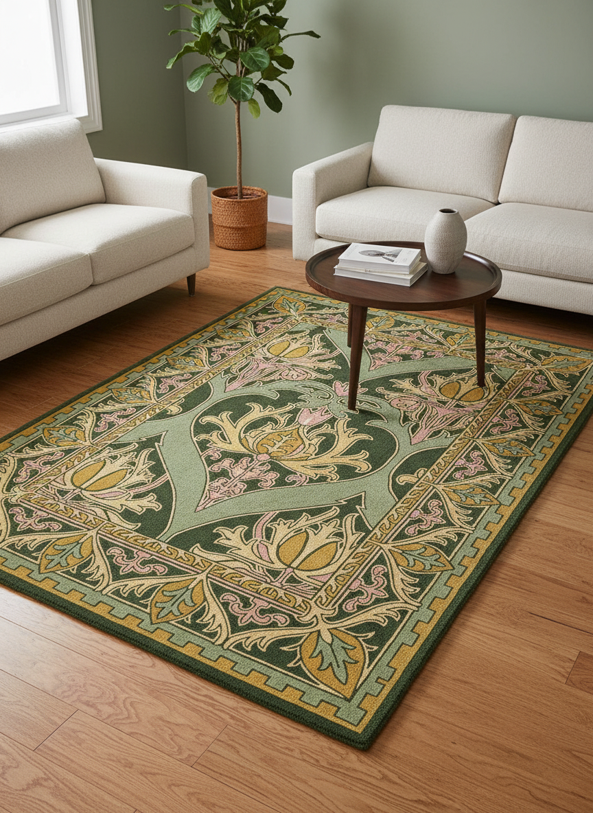 Botanical Patterned Area Rug