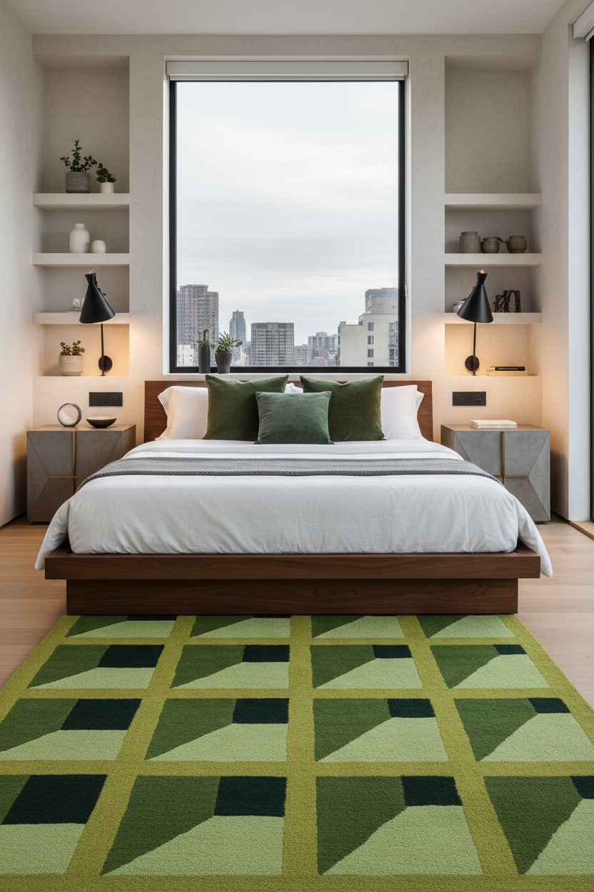 Modern Geometric Green Area Rug