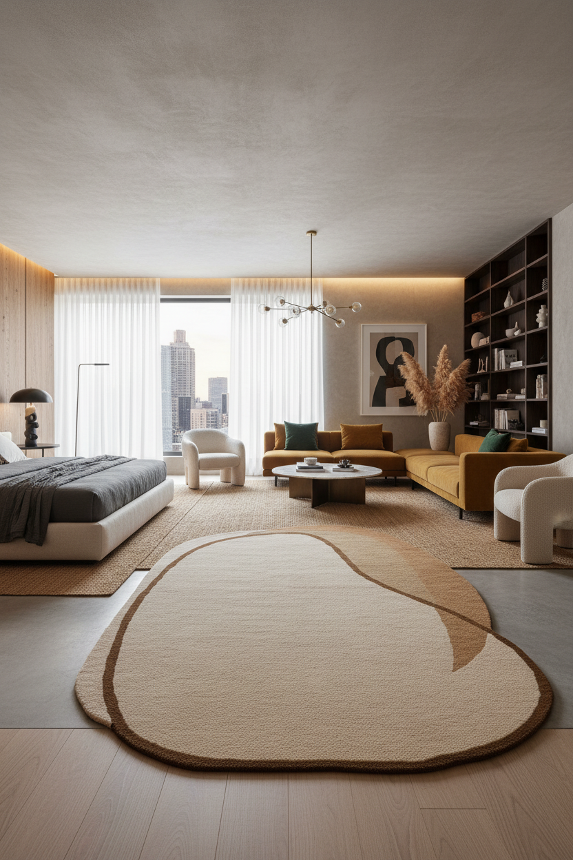 Abstract Beige Area Rug