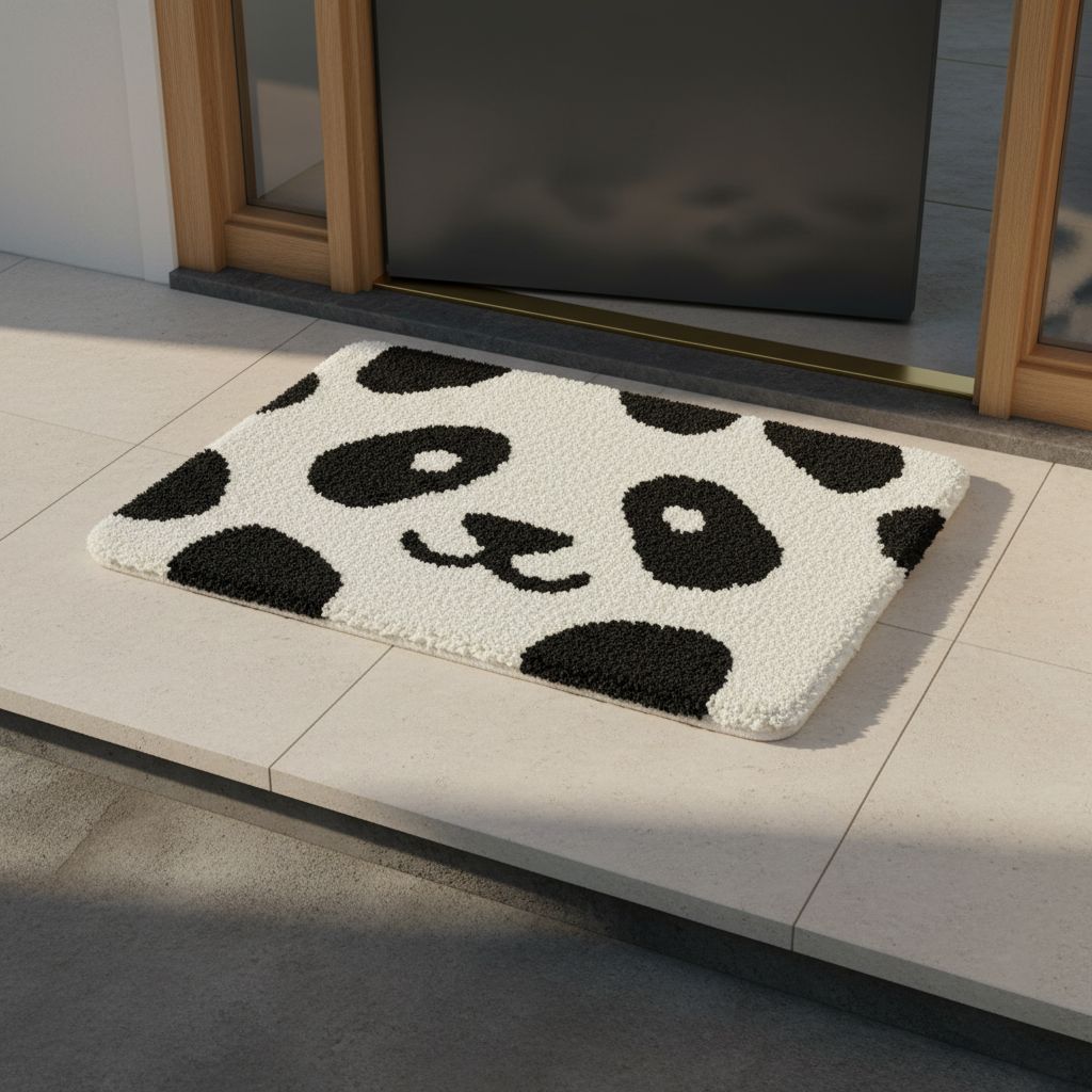 Panda Face Door hand tufted Mat