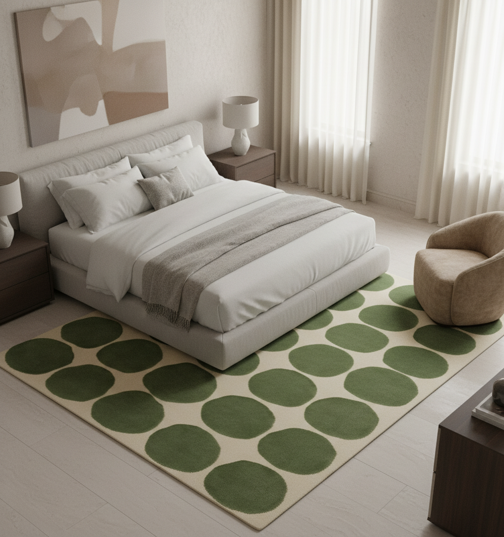 Modern Green Polka Dot Area Rug