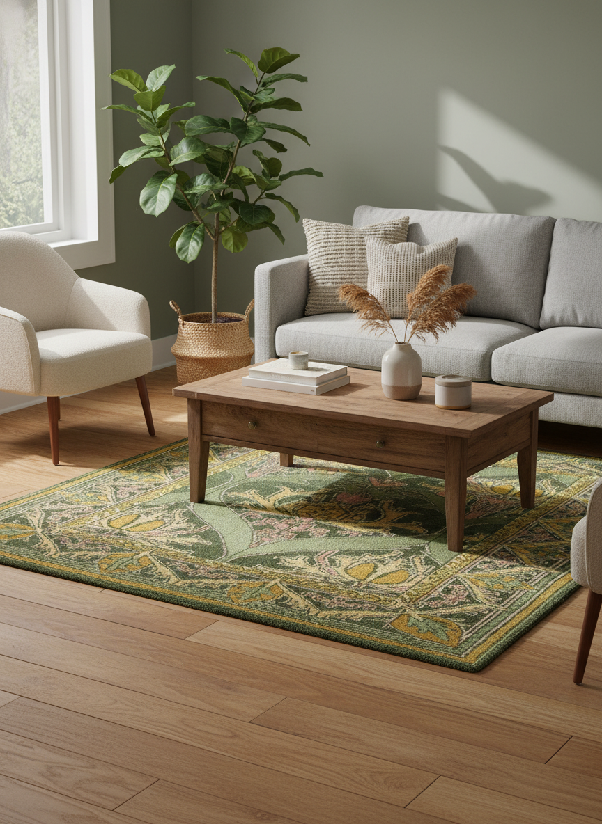 Green Vintage Area Rug