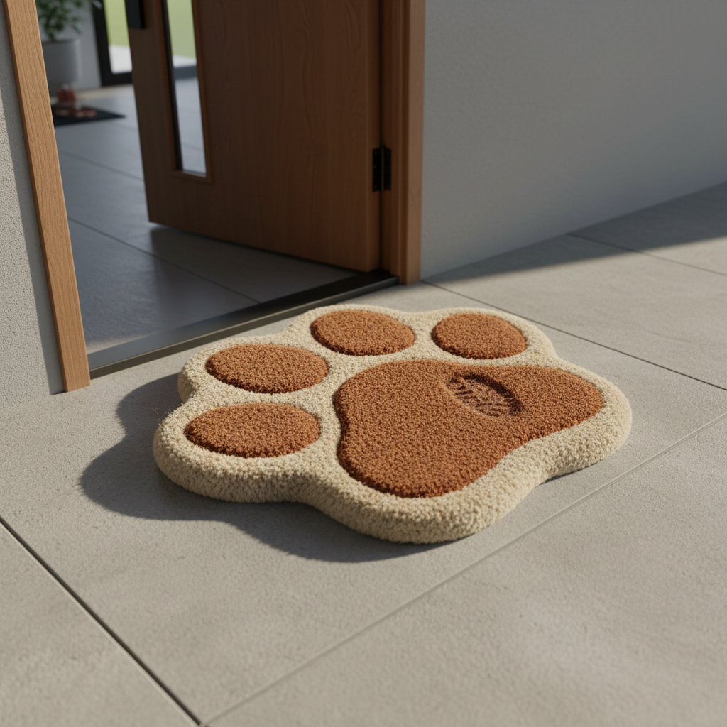 cat Paw Print Door hand tufted Mat