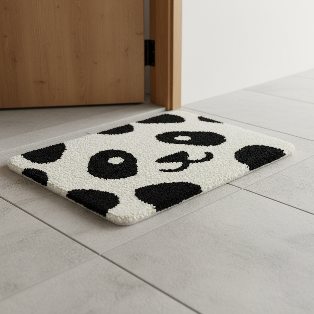 Panda Face Door hand tufted Mat