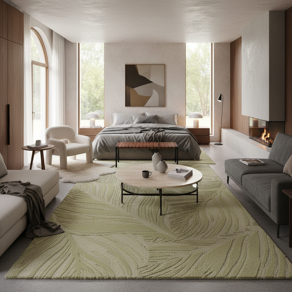 Textured Leaf Area Rug