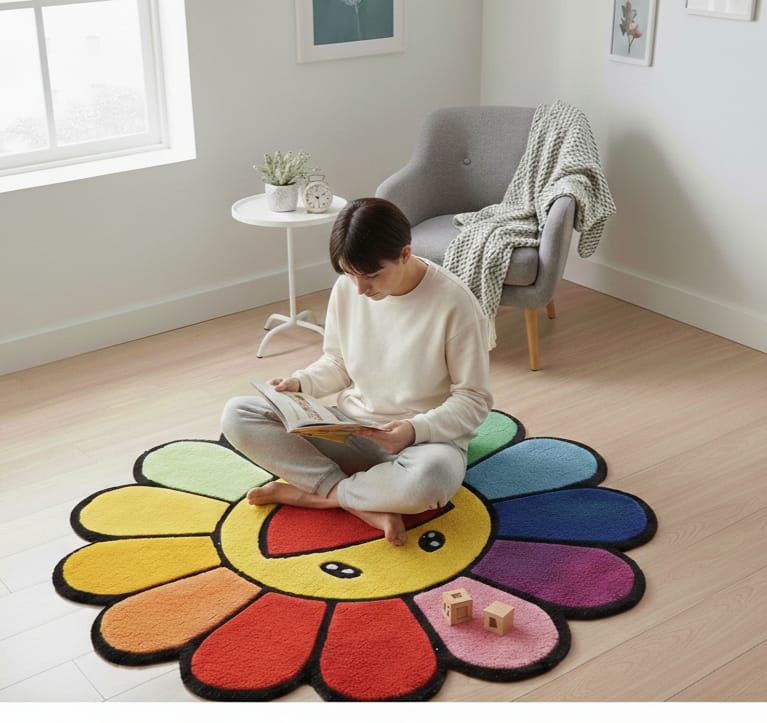 Colorful Flower Smile Rug