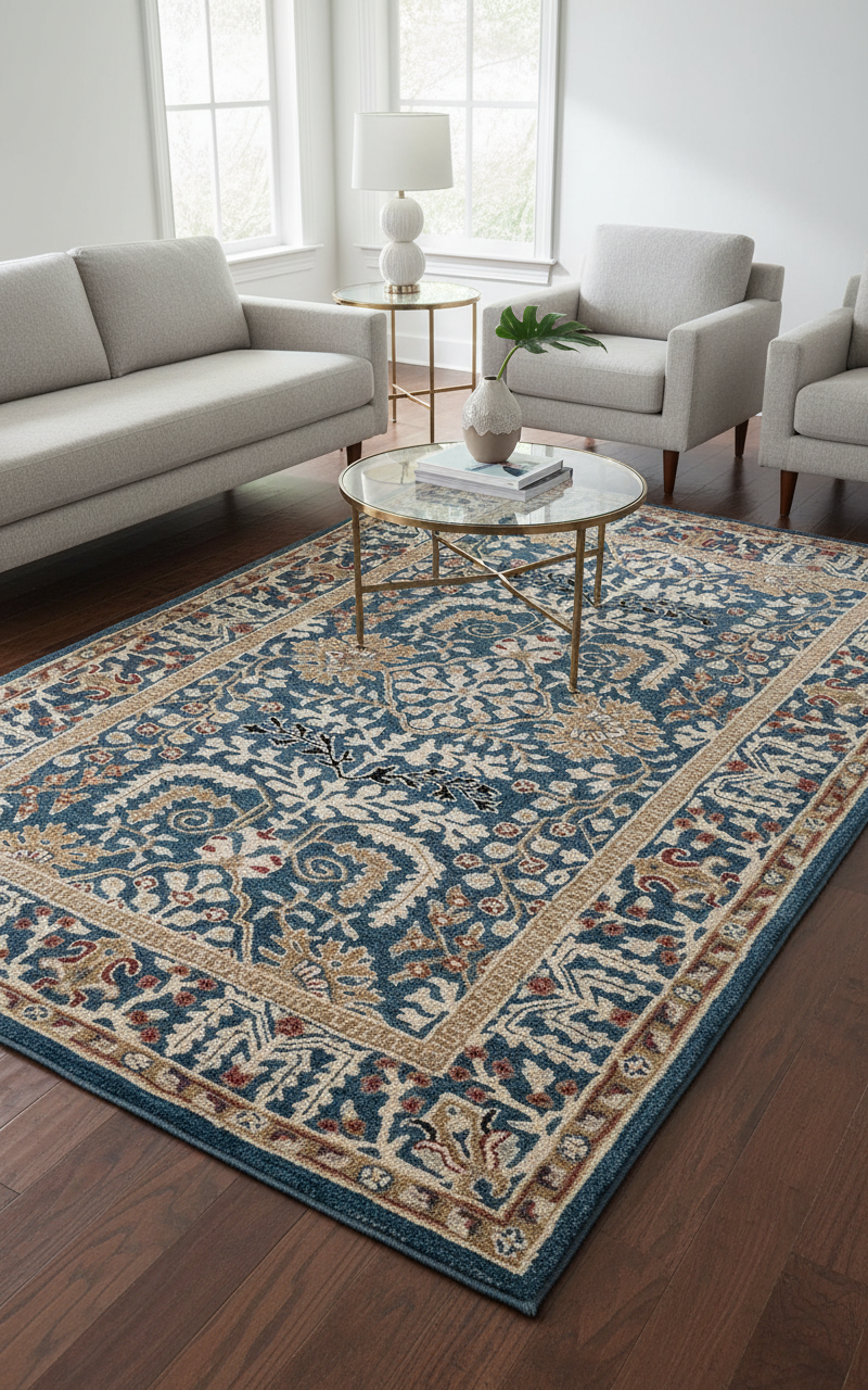 Blue Ornate Area Rug