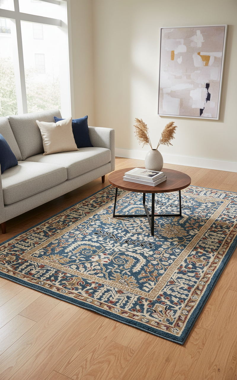 Blue Ornate Area Rug