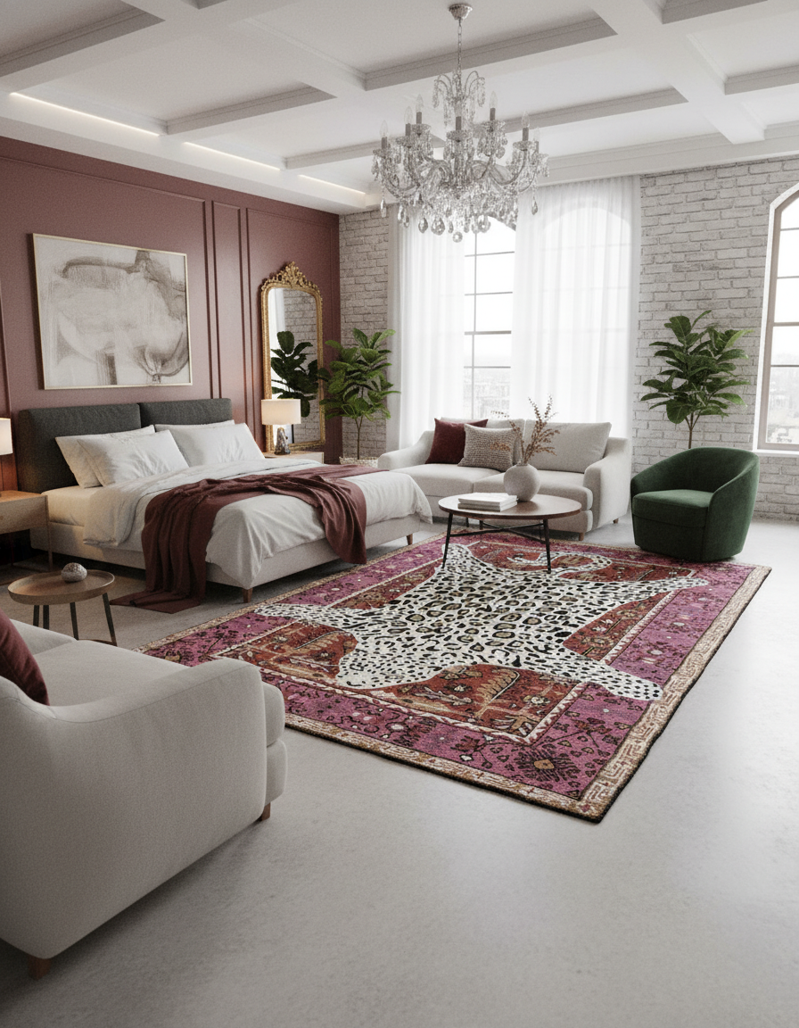 Leopard Motif Area Rug
