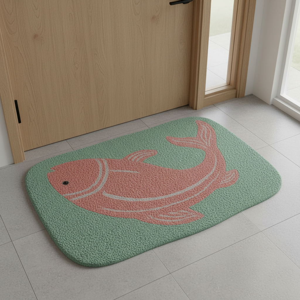 Koi Fish Welcome hand tufted rug