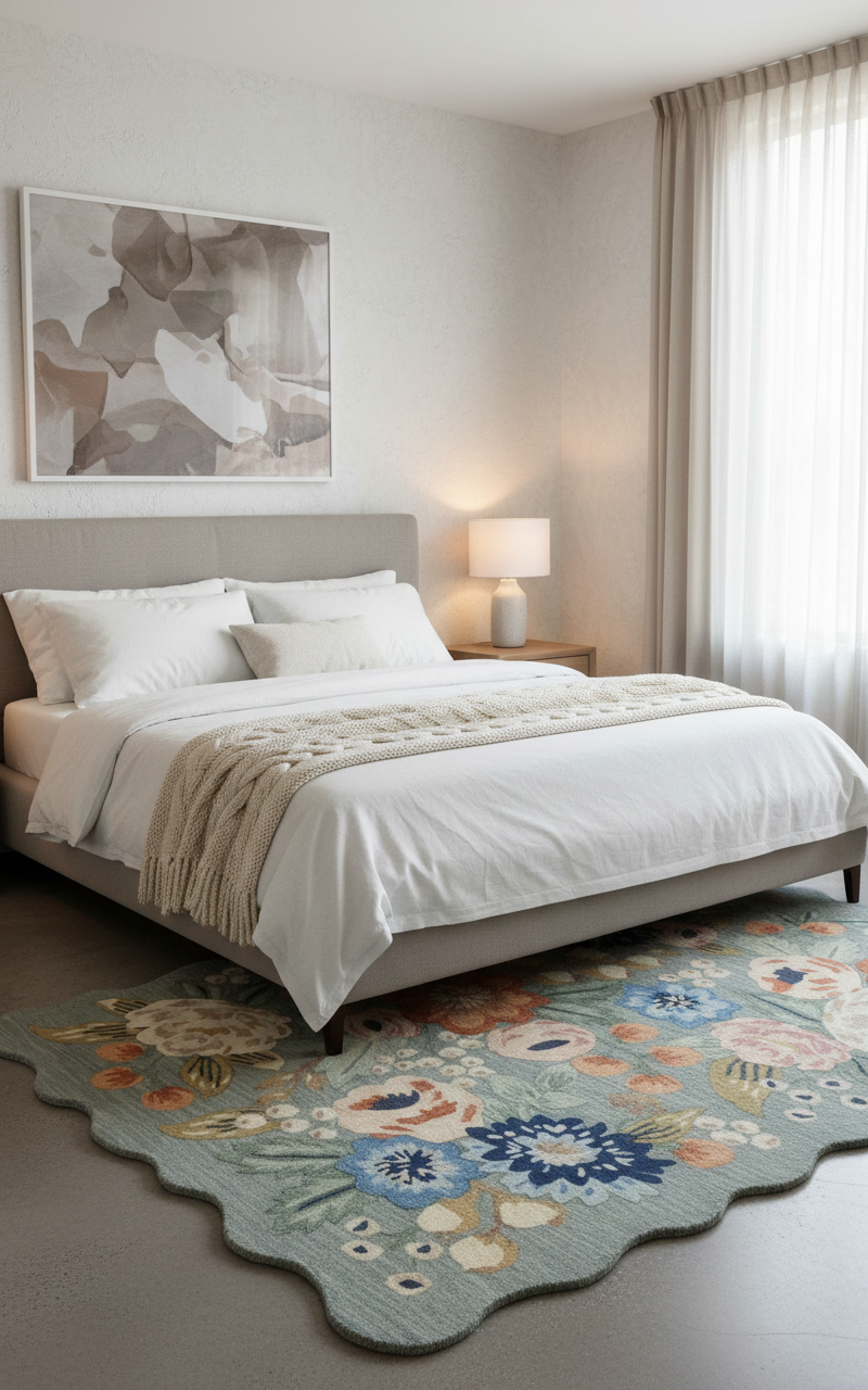 Floral Wavy Area Rug