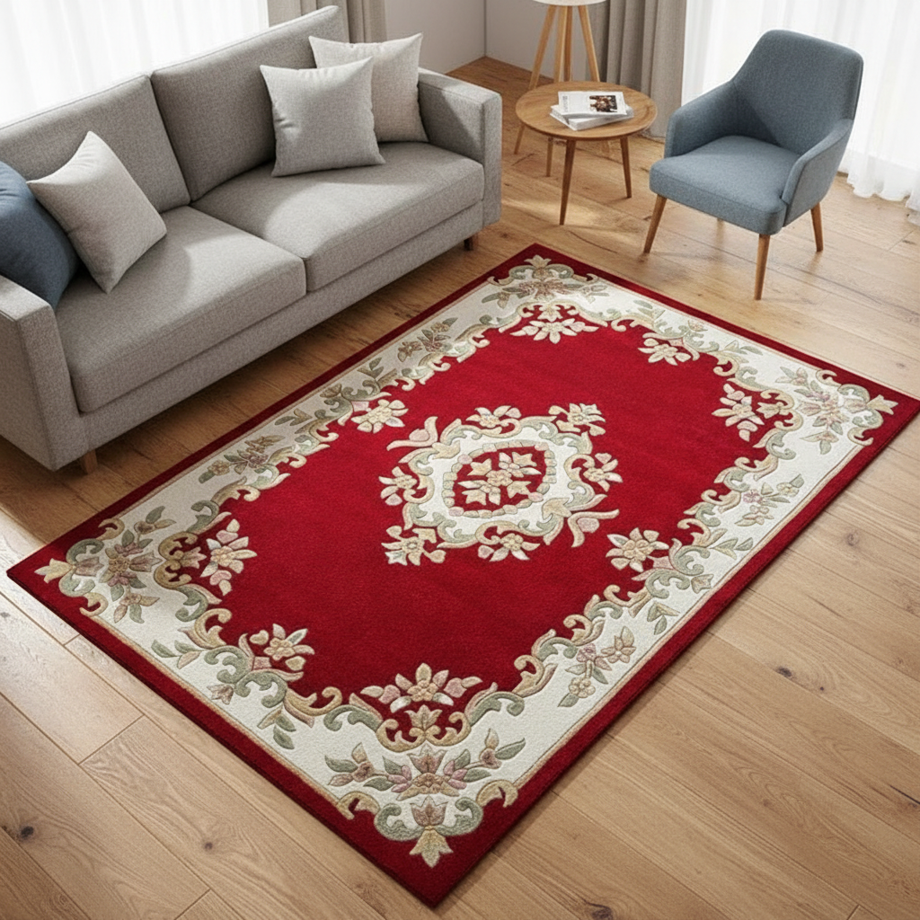 Elegant Floral Red Area Rug