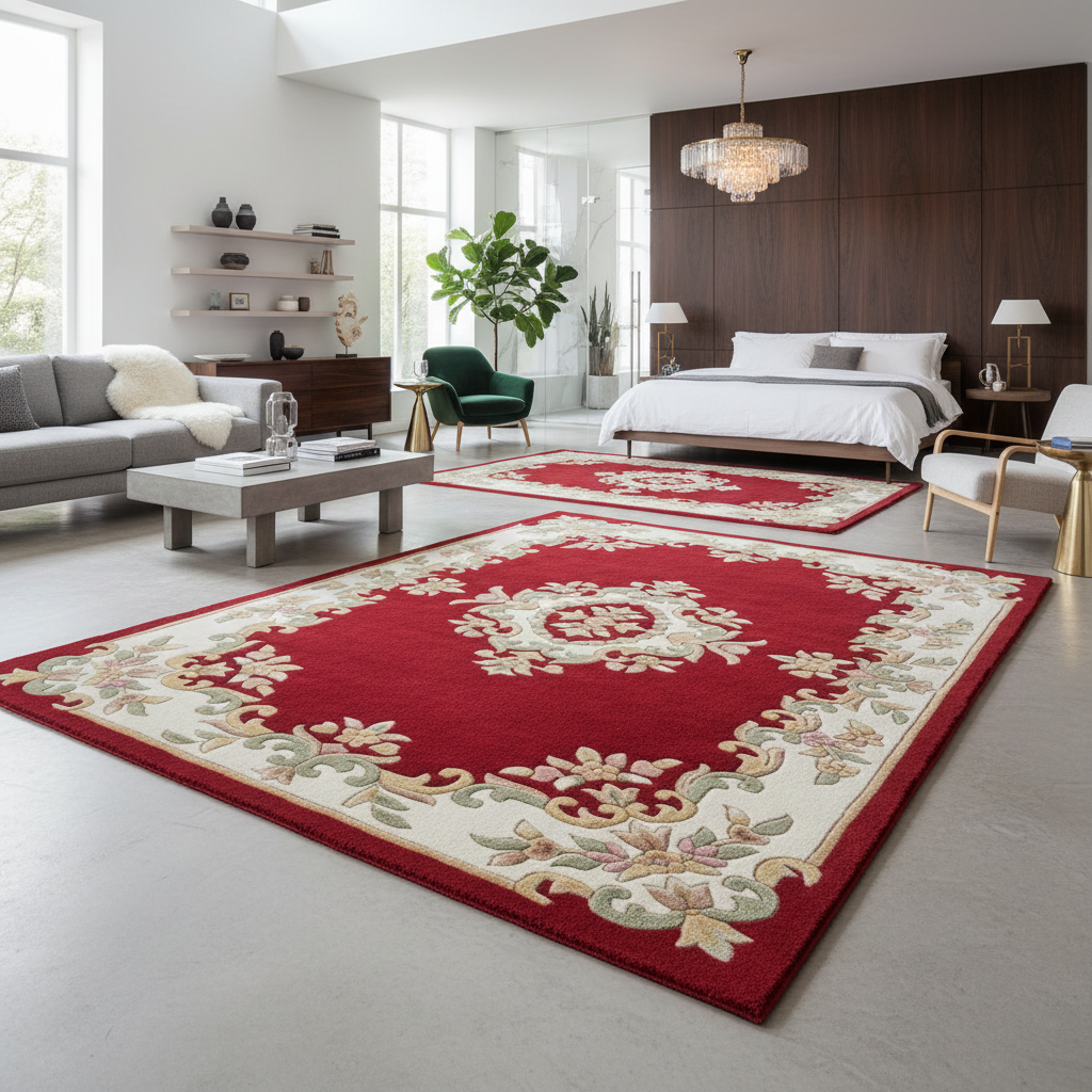 Elegant Floral Red Area Rug