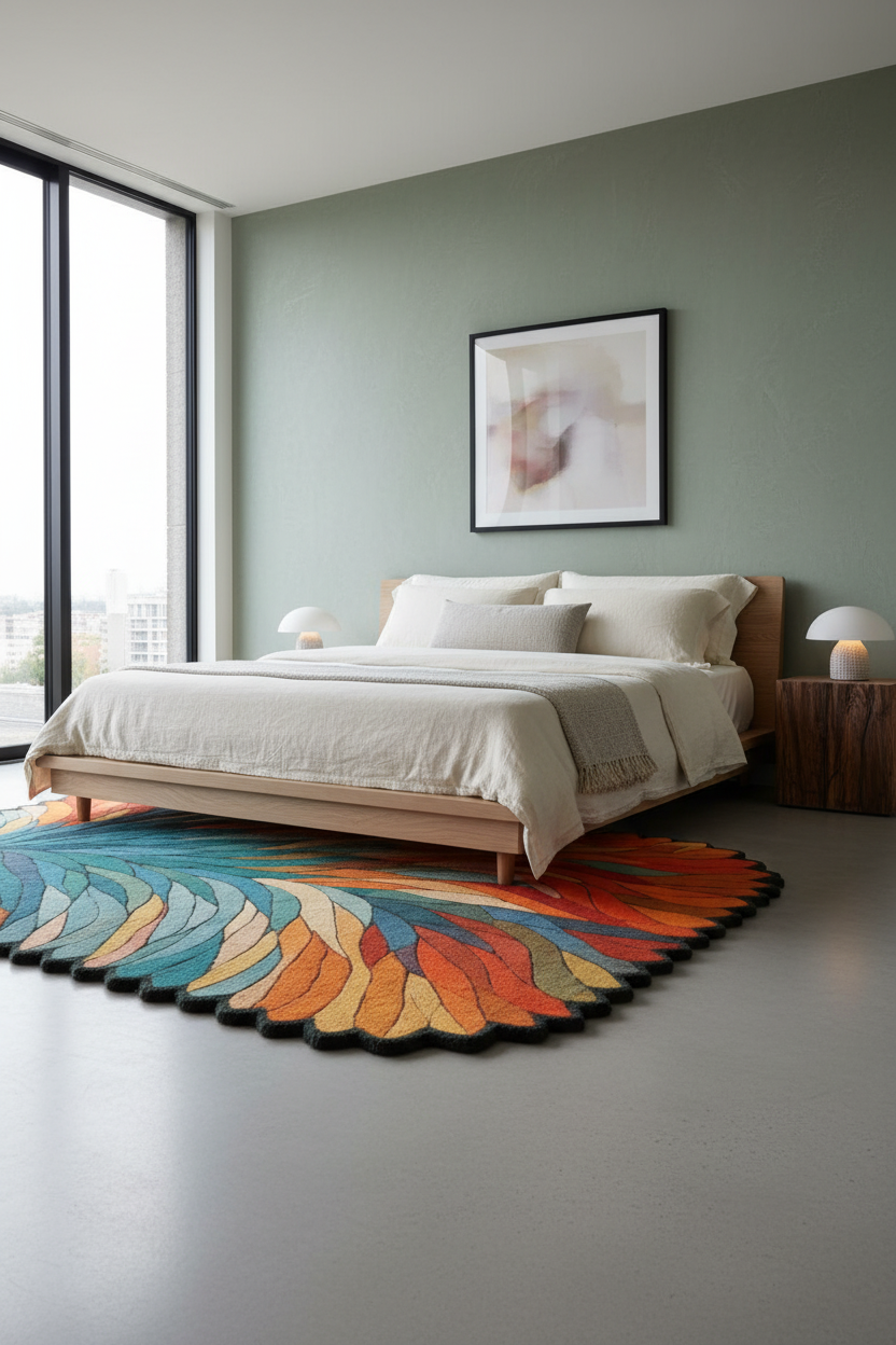 Abstract Feather Pattern Rug