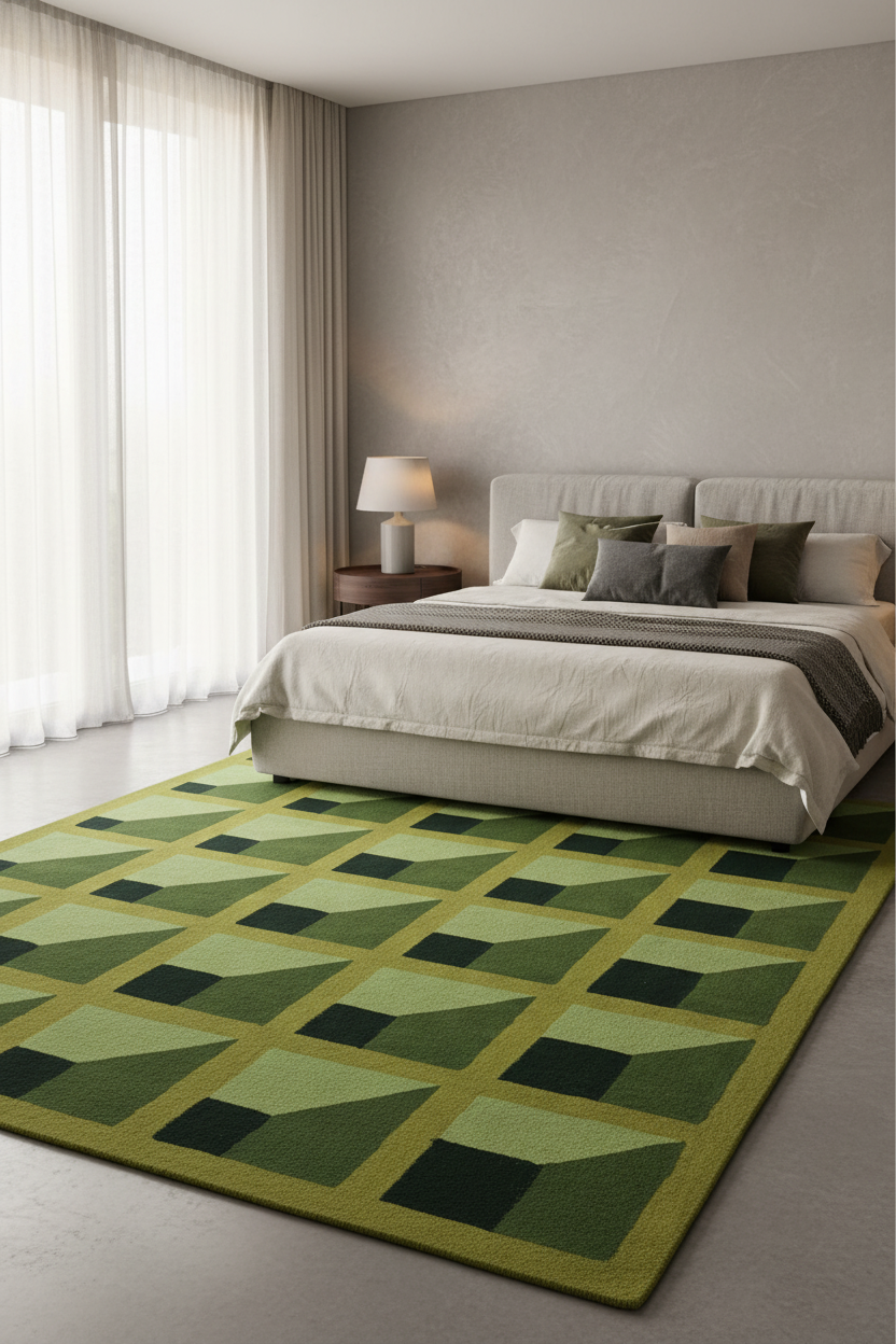 Modern Geometric Green Area Rug