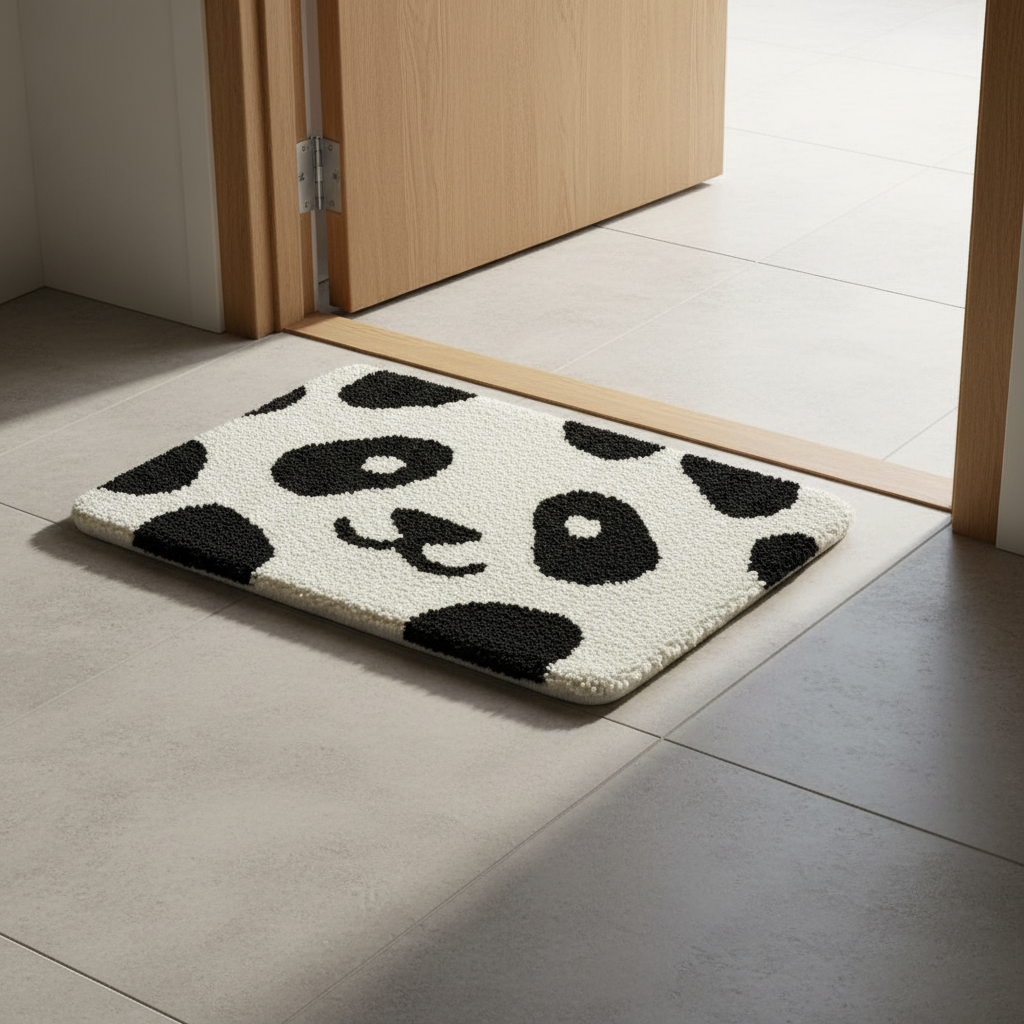 Panda Face Door hand tufted Mat