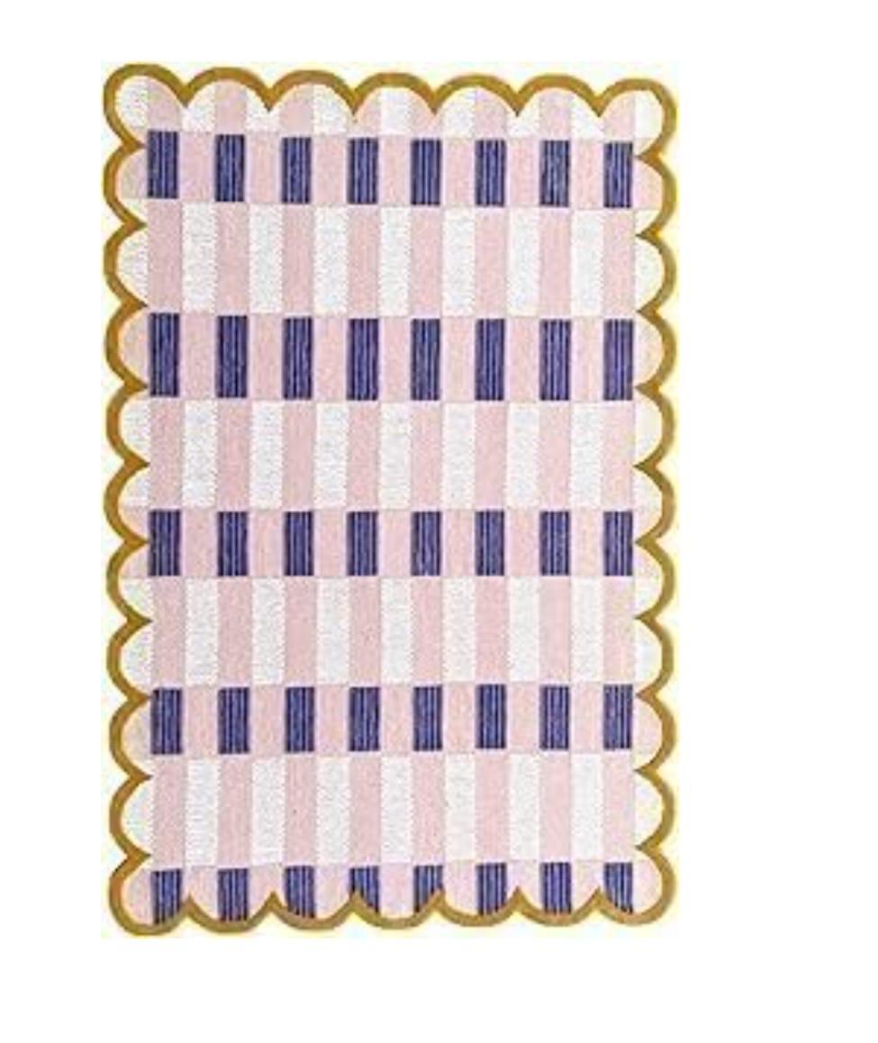 Scalloped Checkered Area Rug