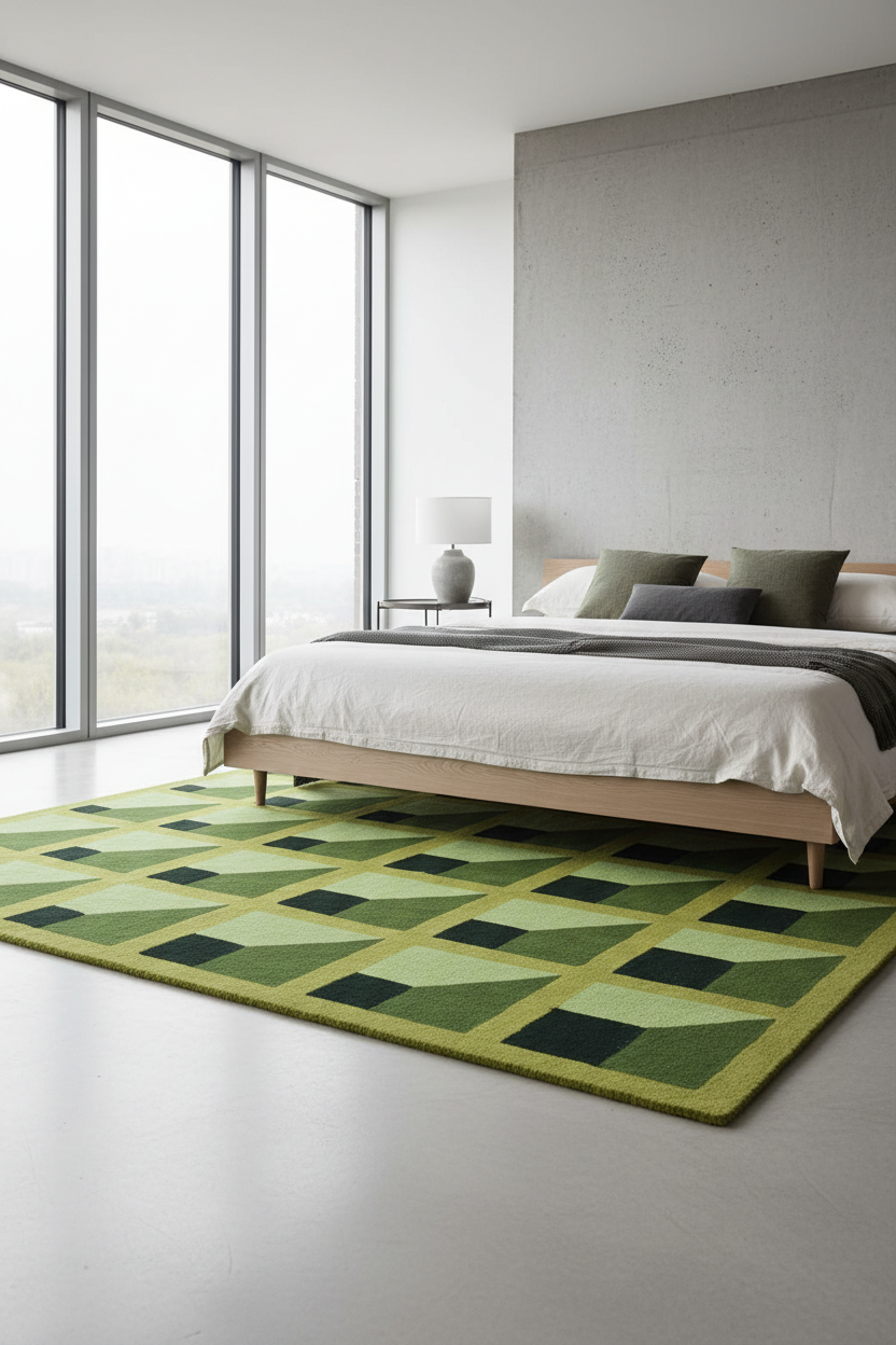 Modern Geometric Green Area Rug