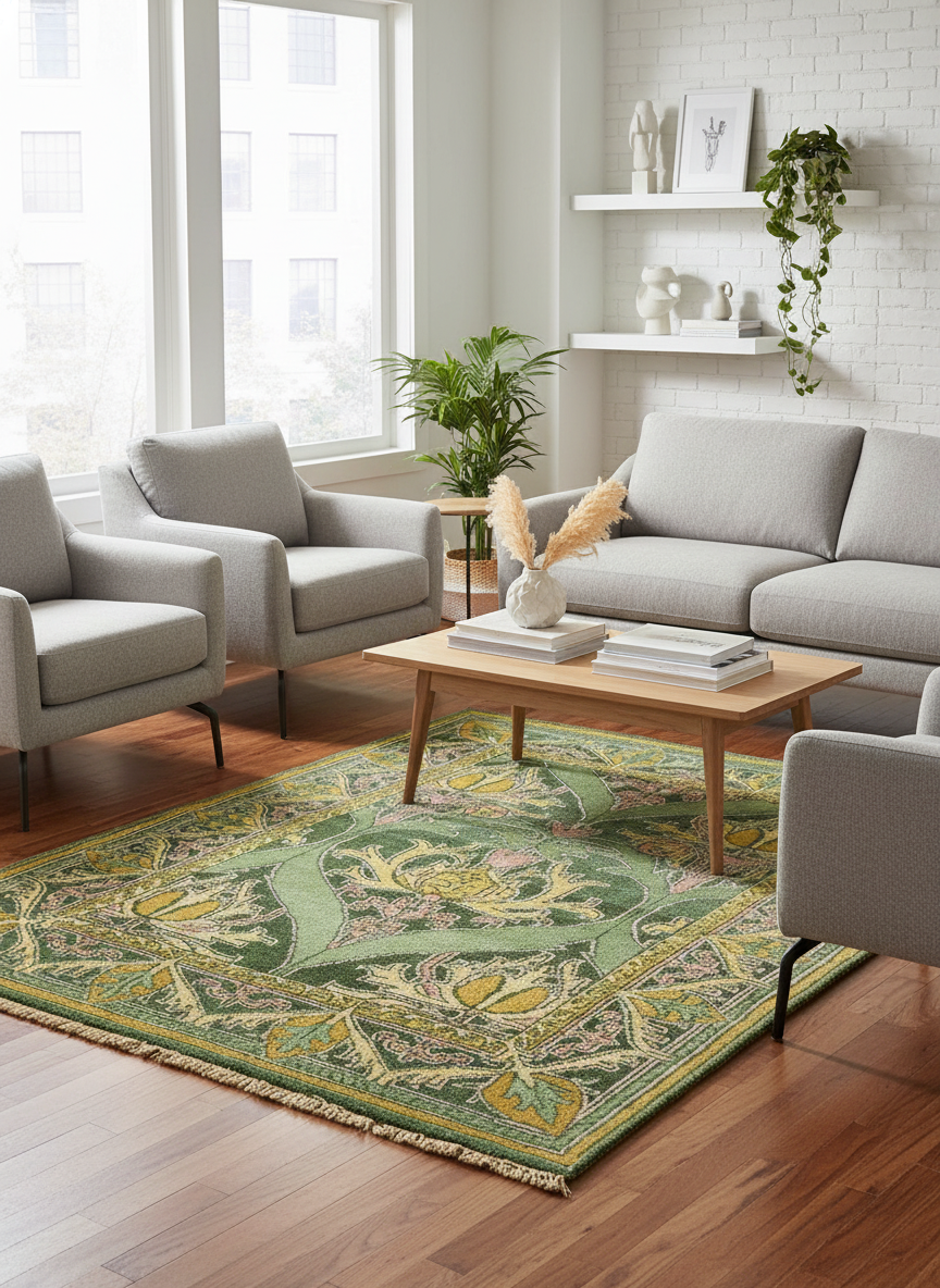 Green Vintage Area Rug