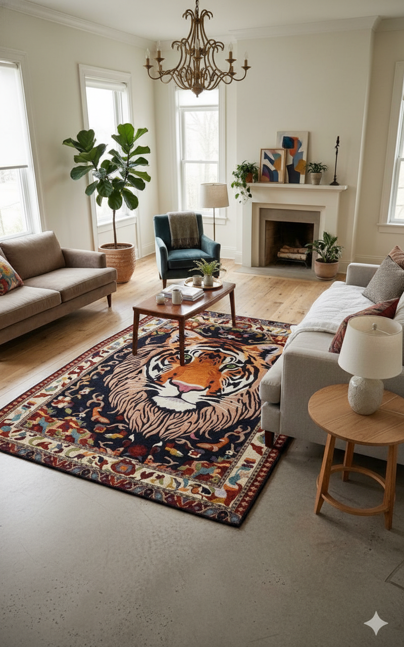 Tiger Head Area Rug