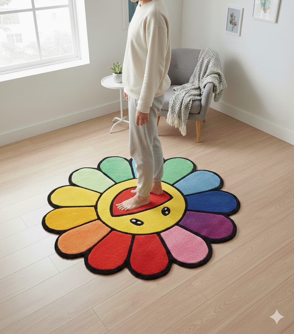 Colorful Flower Smile Rug