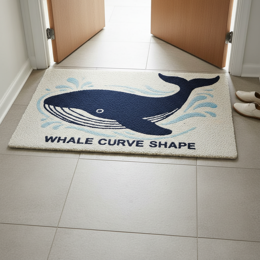 Whale Curve Shape Door hand tufted Mat