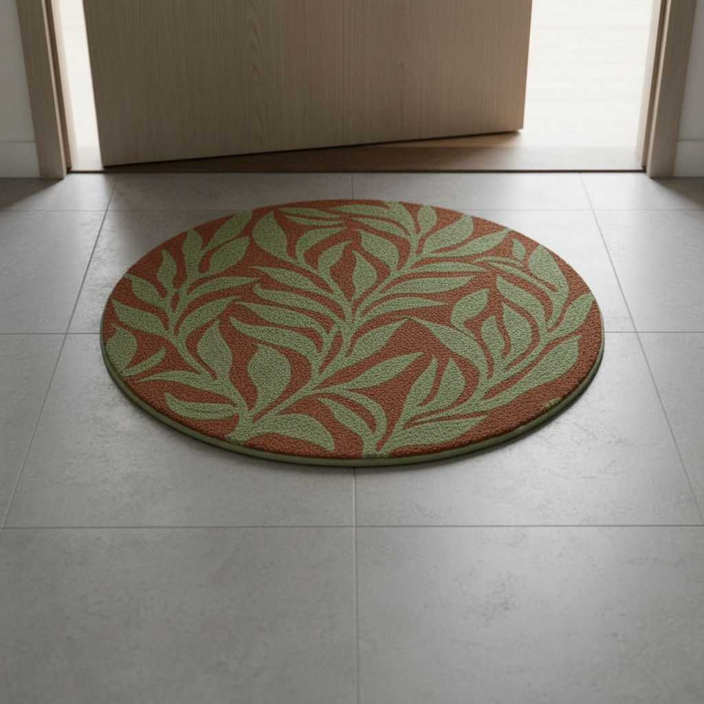 Leaf Pattern Round Area Rug