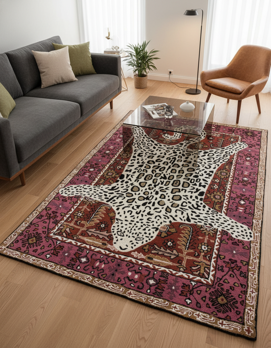 Leopard Motif Area Rug
