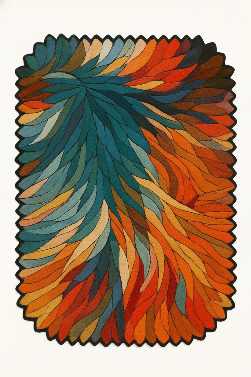 Abstract Feather Pattern Rug