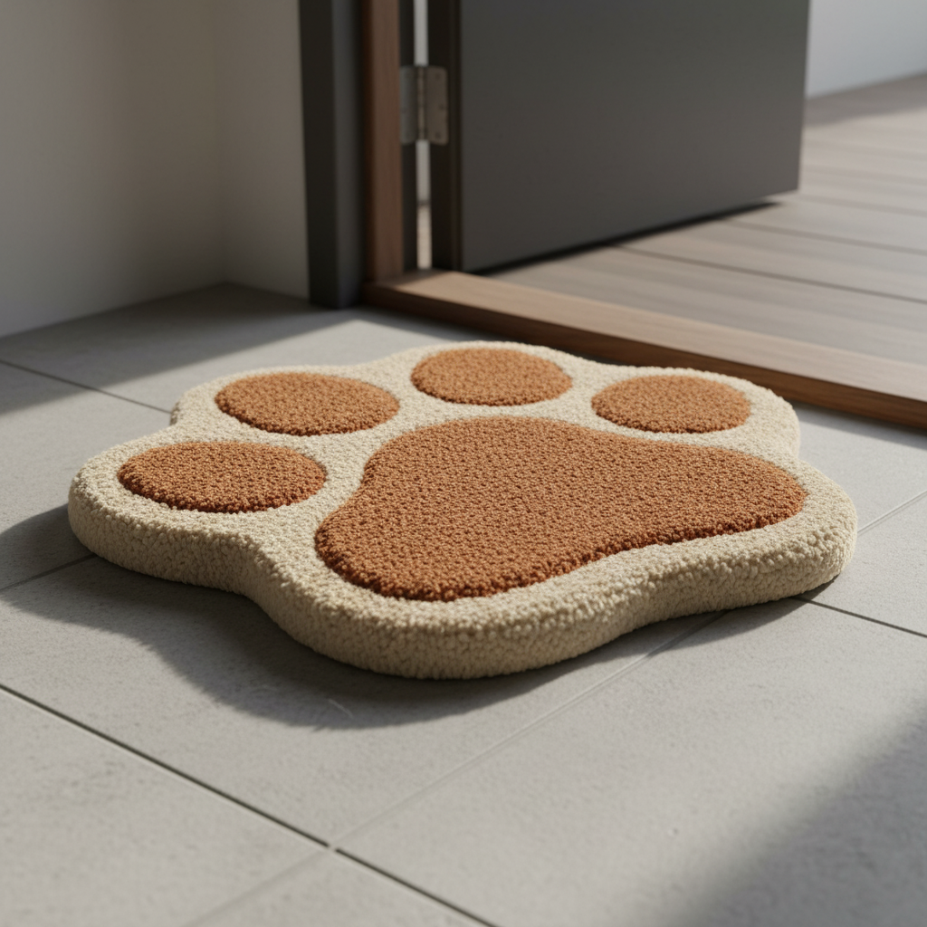 cat Paw Print Door hand tufted Mat