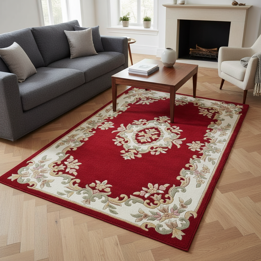 Elegant Floral Red Area Rug