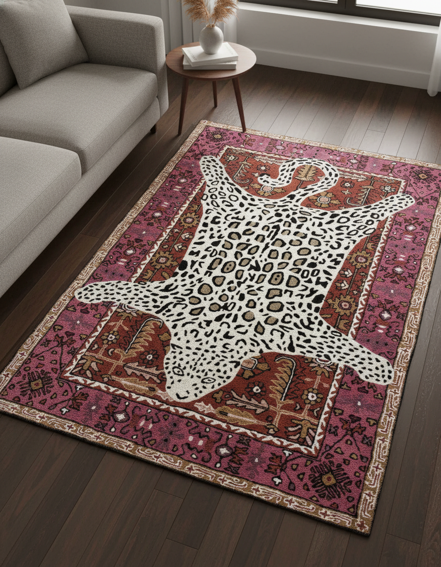 Leopard Motif Area Rug