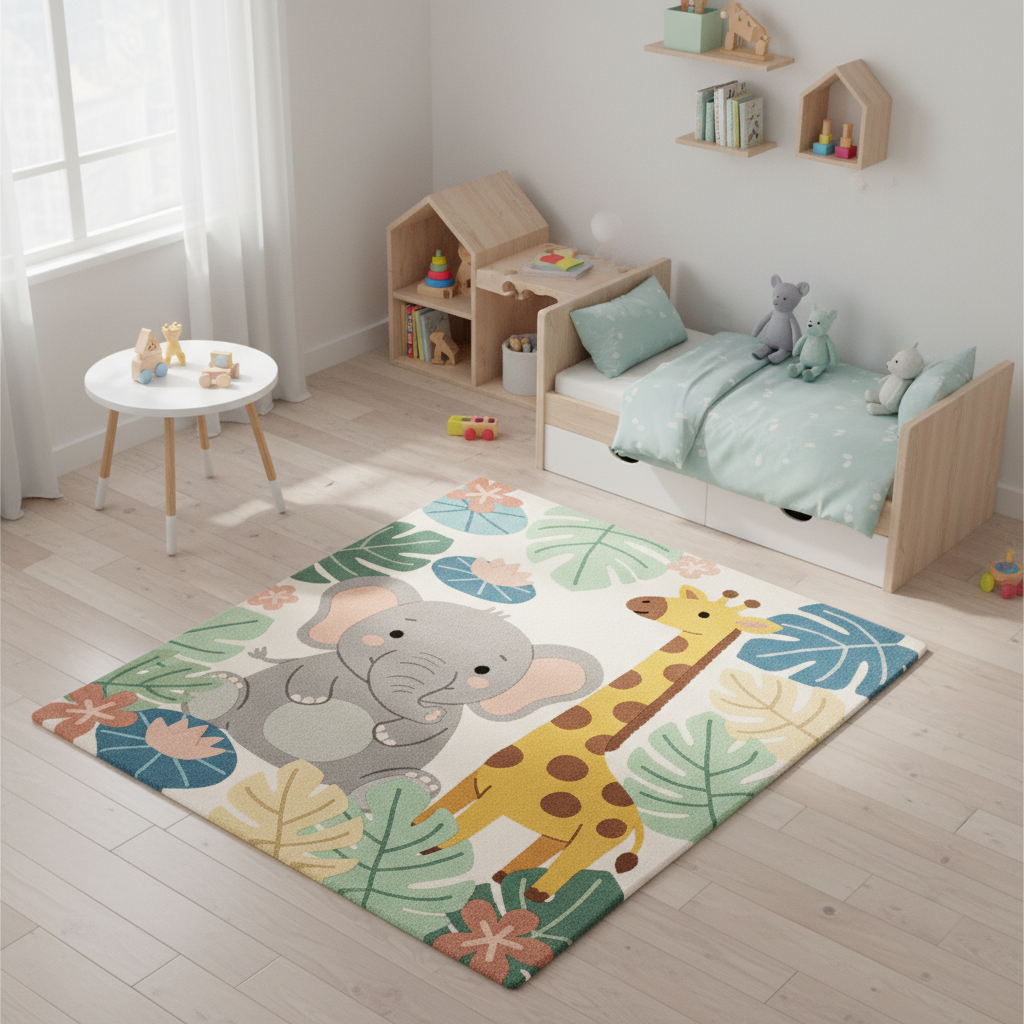Cute Elephant & Giraffe Play Mat
