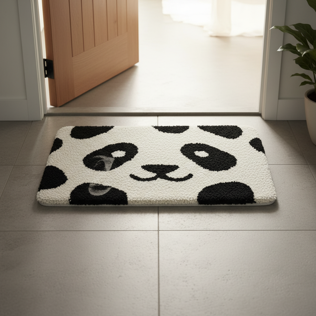 Panda Face Door hand tufted Mat