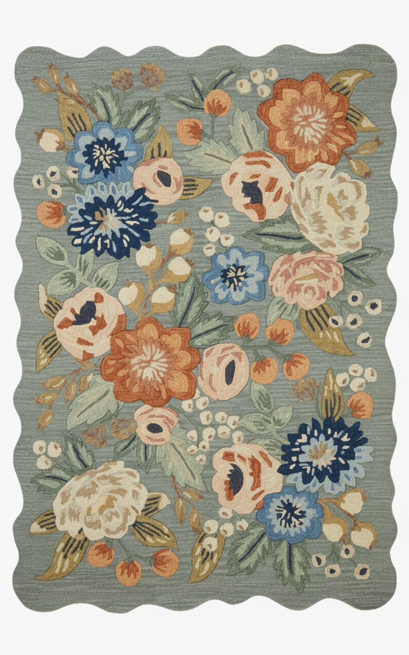 Floral Wavy Area Rug