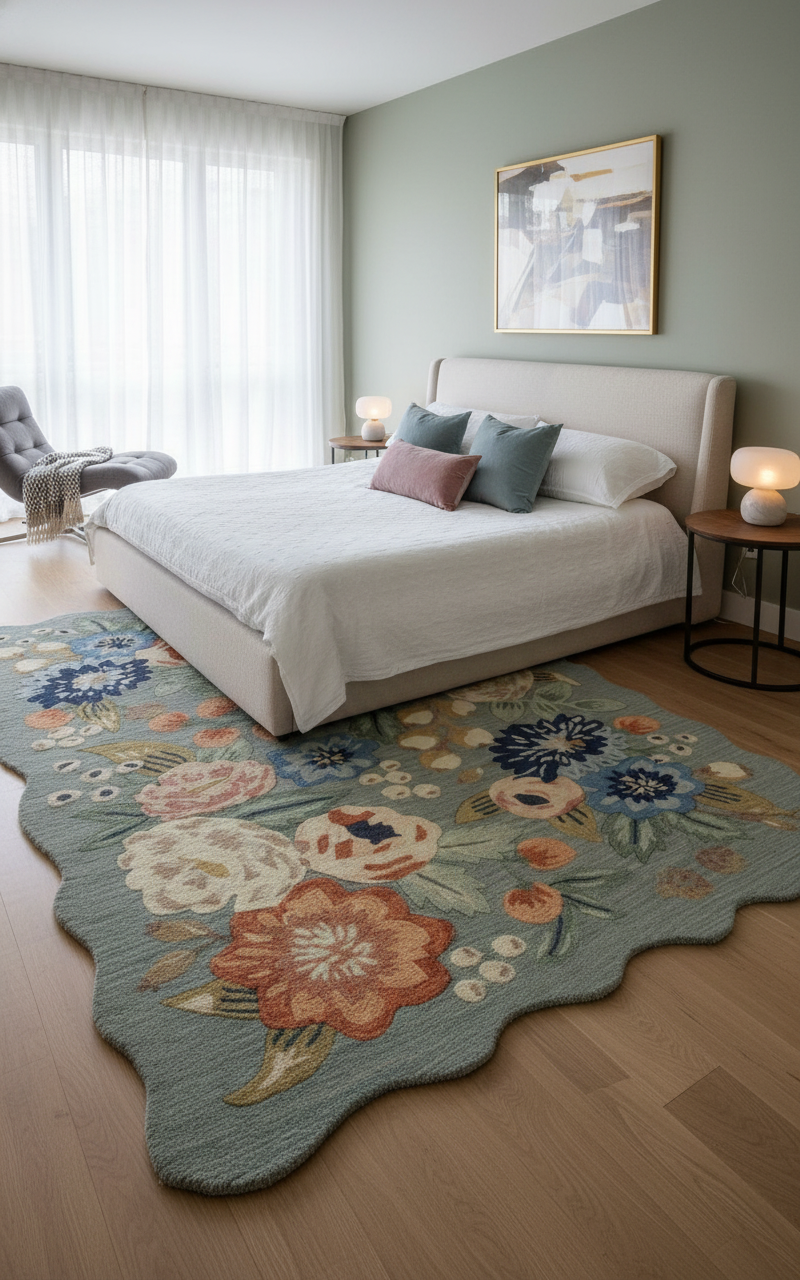 Floral Wavy Area Rug