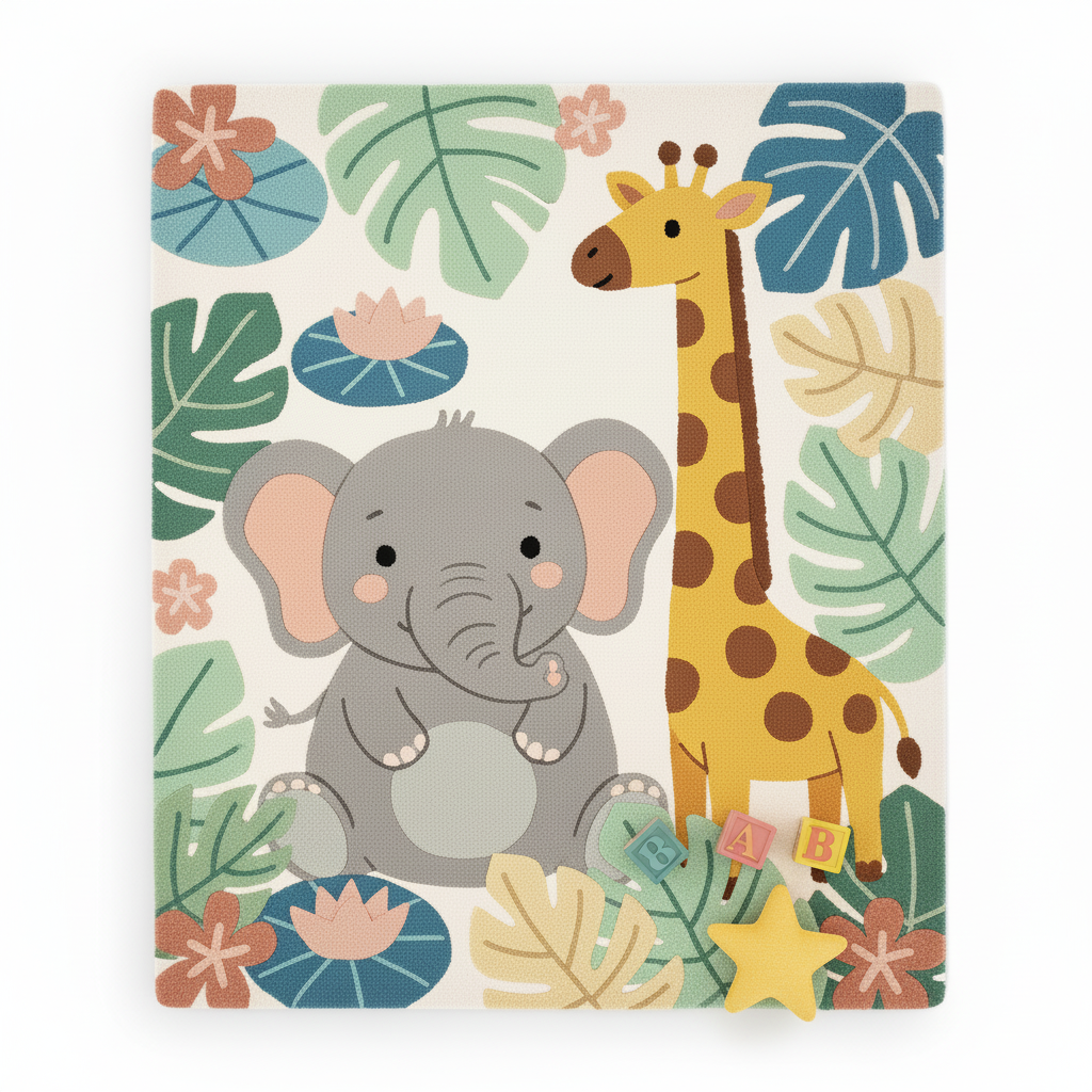 Cute Elephant & Giraffe Play Mat
