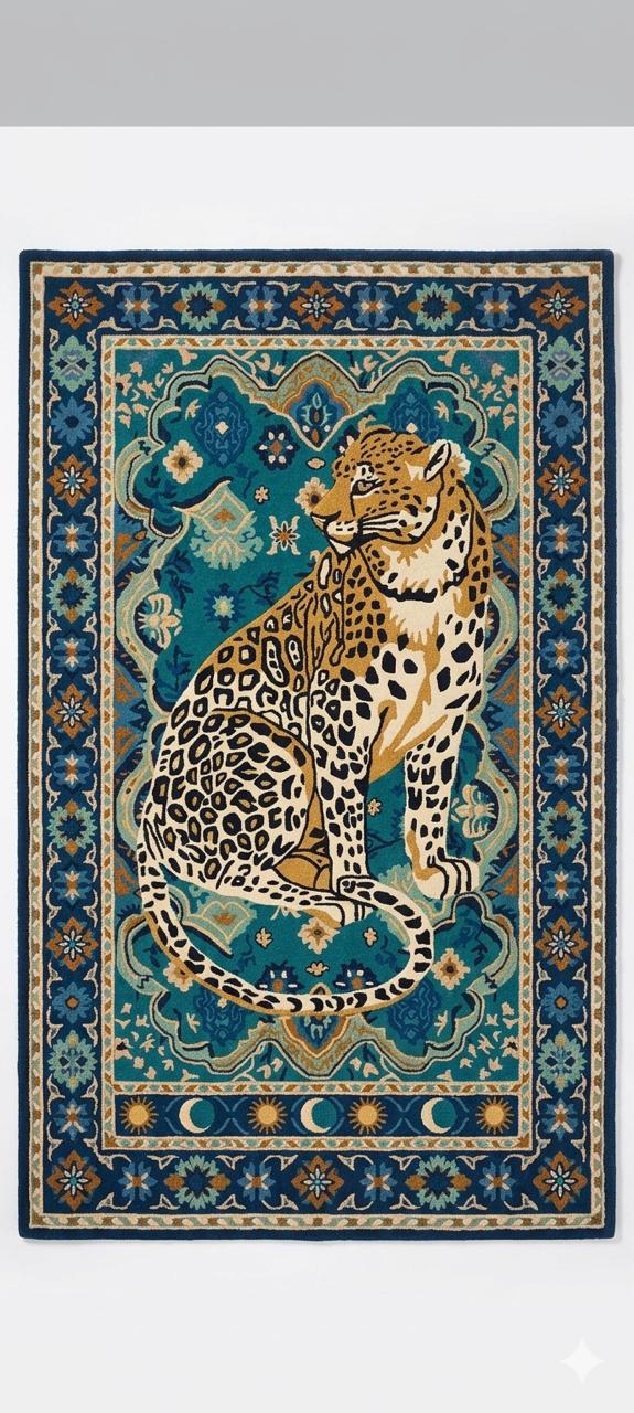 Ornate Blue Patterned Area Rug