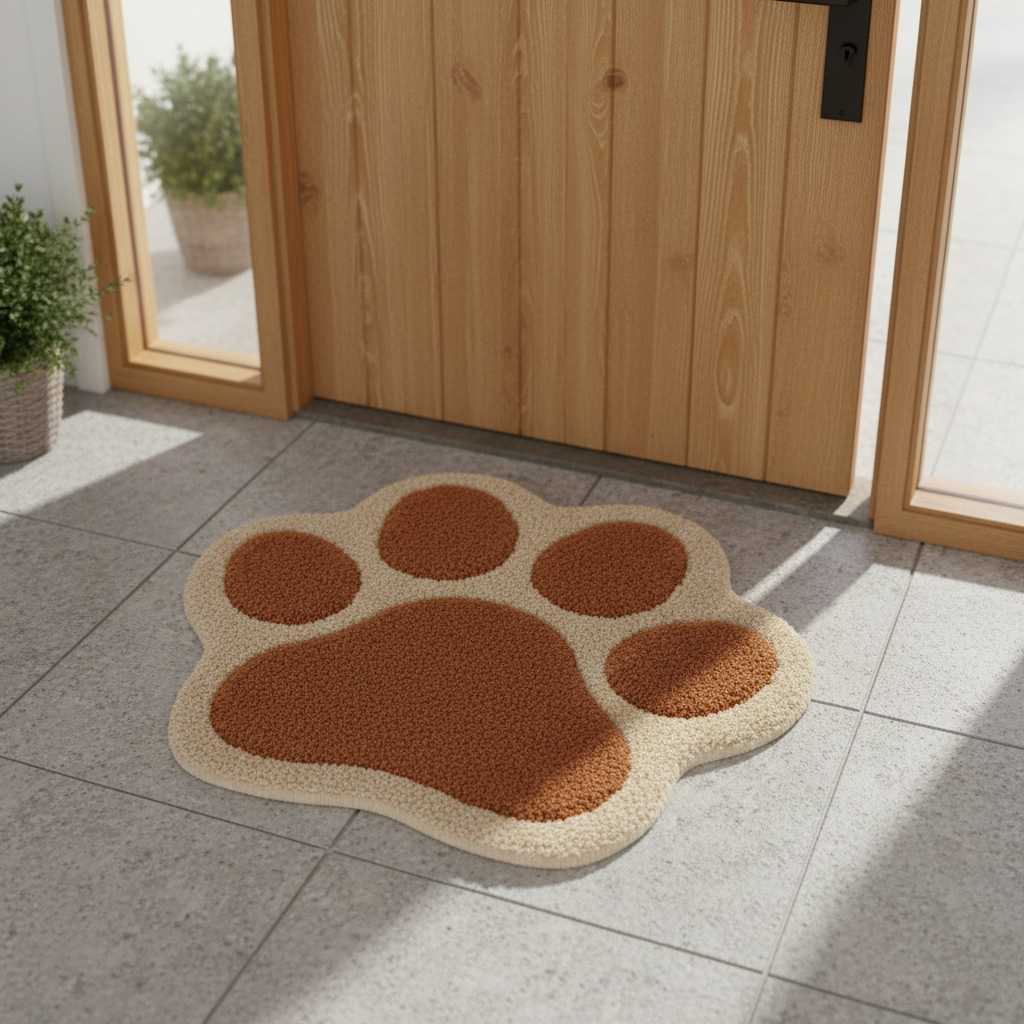 cat Paw Print Door hand tufted Mat