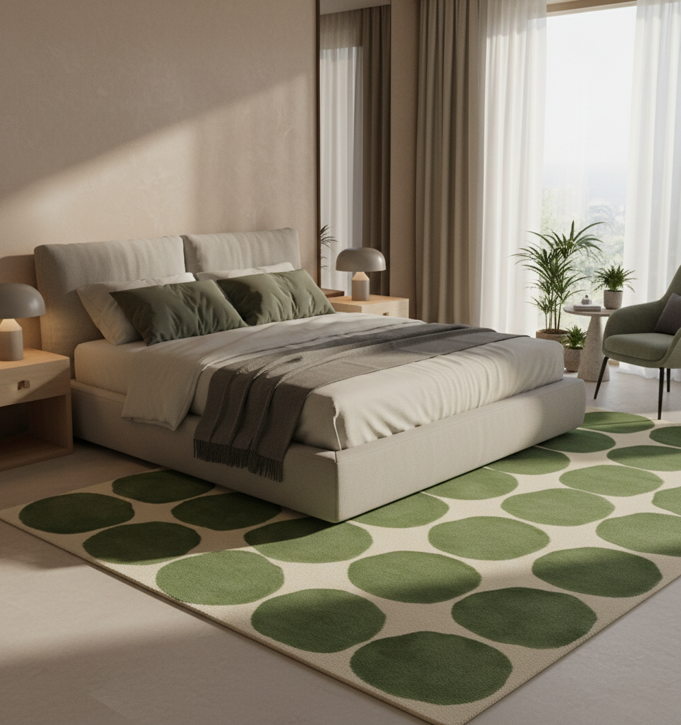 Modern Green Polka Dot Area Rug