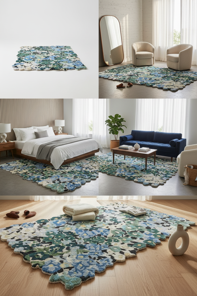 Floral Pattern Wool Rug
