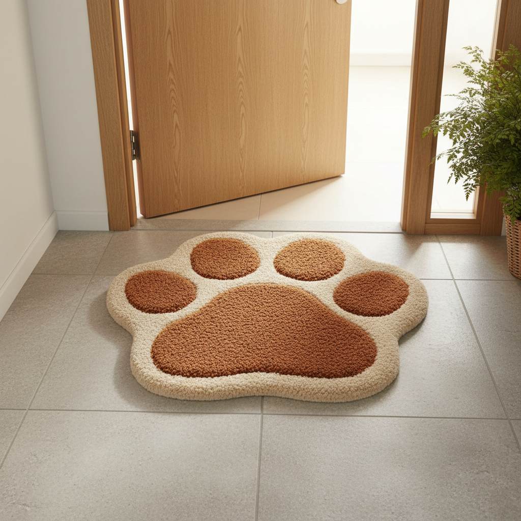 cat Paw Print Door hand tufted Mat