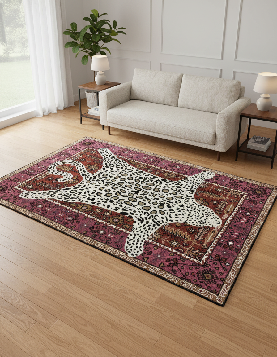 Leopard Motif Area Rug