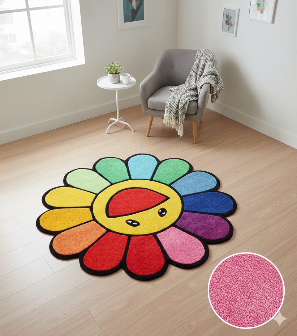 Colorful Flower Smile Rug