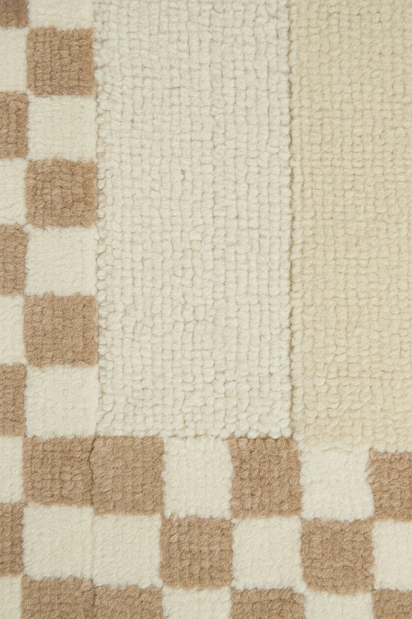 Beige Checkerboard Plush Rug