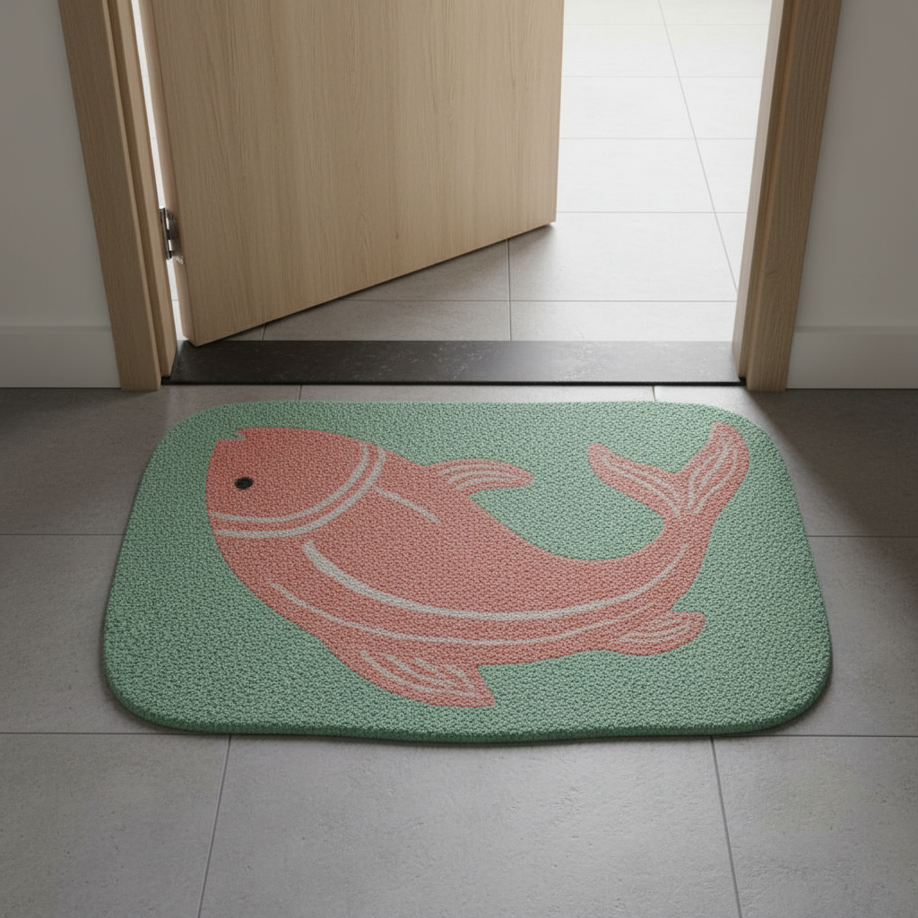 Koi Fish Welcome hand tufted rug