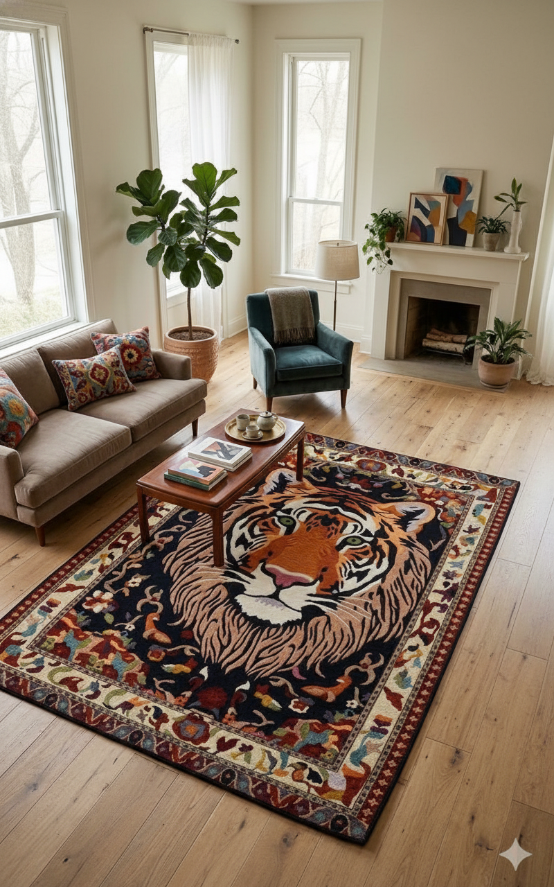 Tiger Head Area Rug