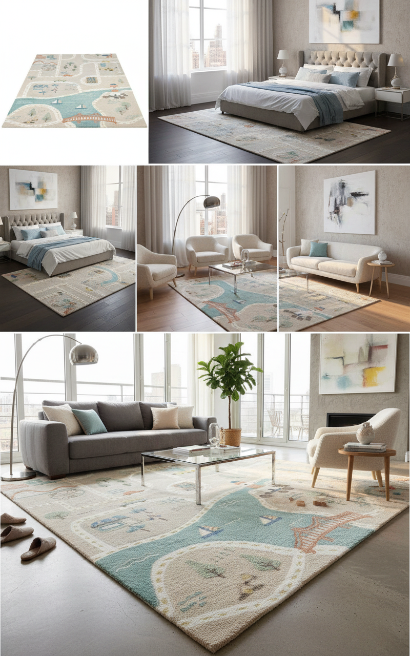 Modern Scenic Area Rug